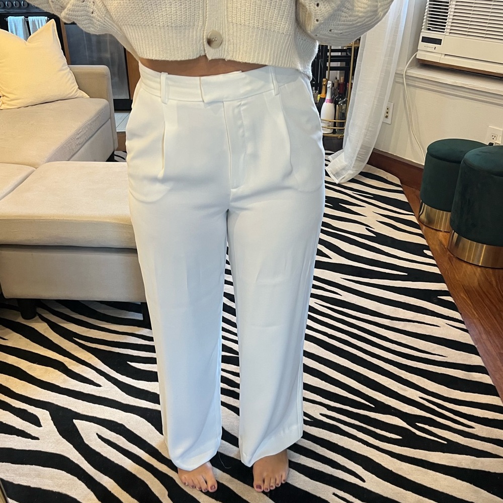 Aritzia Pleated White Pants
